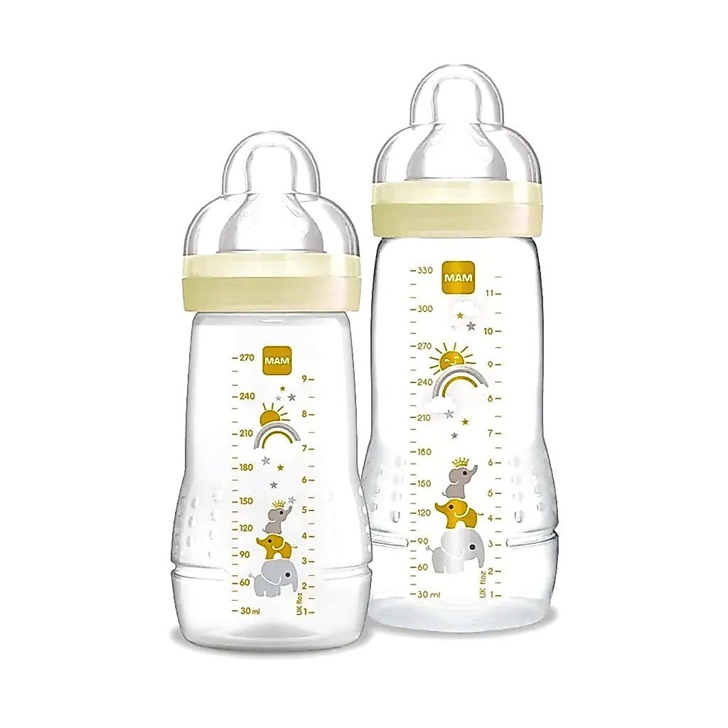 Kit 2 Mamadeiras Easy Active 270/330ml 2m+ Neutra - MAM