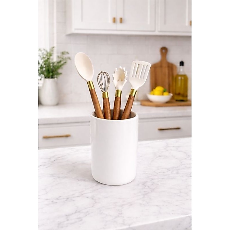 Porta Utensílios Cerâmica Organizador De Cozinha Porta Talheres Colheres Espátulas