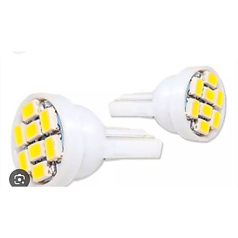 Par Lampada de led super branca autovex T10 Cabeça Reta 8led 12v