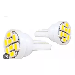 Par Lampada de led super branca autovex T10 Cabeça Reta 8led 12v