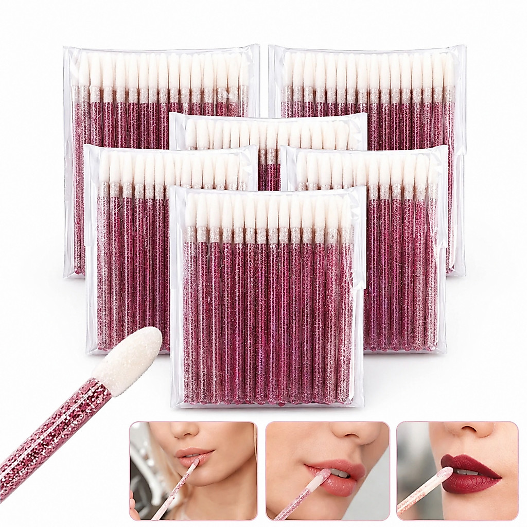 Kit 250 Pincel Aplicador para Lábios Descartável Profissional Maquiagem