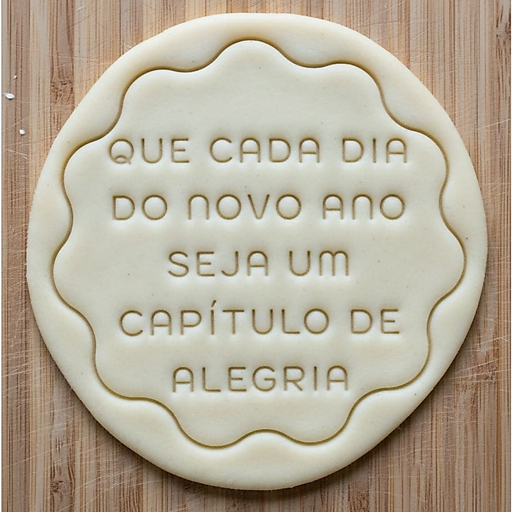 Mensagem Ano Novo Cortador Marcador Biscoito para Pasta Americana Confeitaria Réveillon Decoração Carimbo