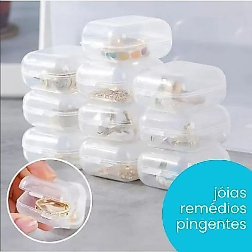 Kit 50 a 100 Caixinhas Transparentes Porta Joias Brincos Anéis Multiuso