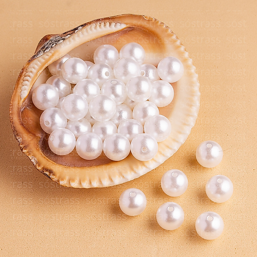 Perola Abs 12mm Furo Passante Branco. 500g - 580 Peças