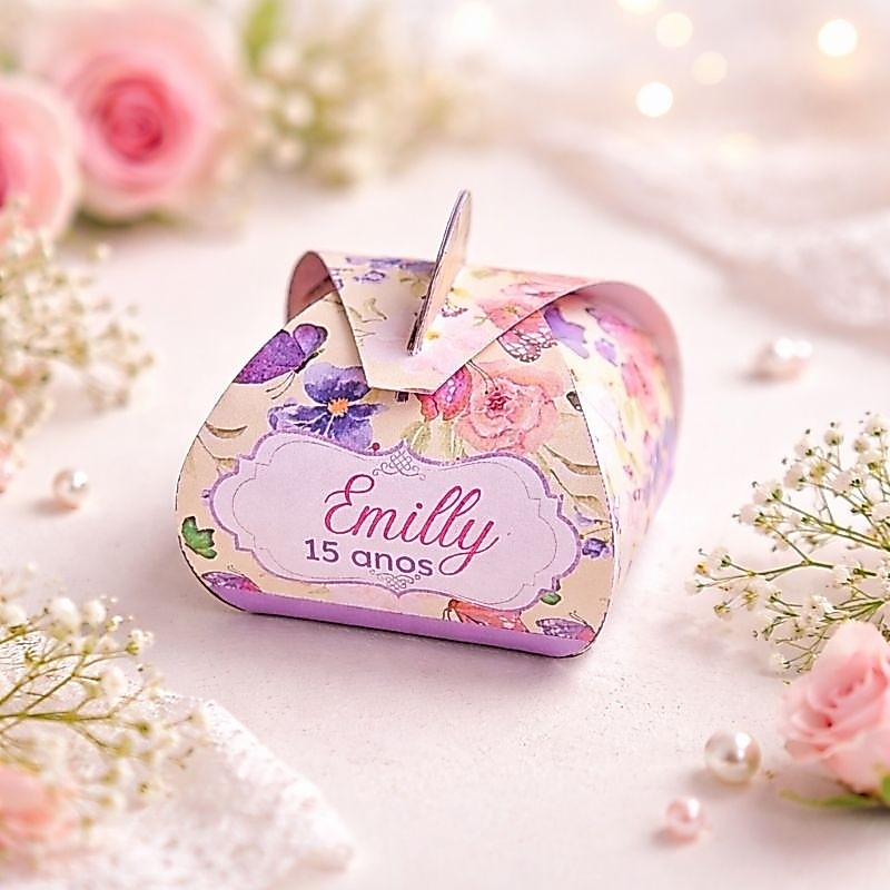 Caixa porta bombom personalizada tema Jardim Encantado -docinhos-festa-lembrancinha-casamento-15 anos