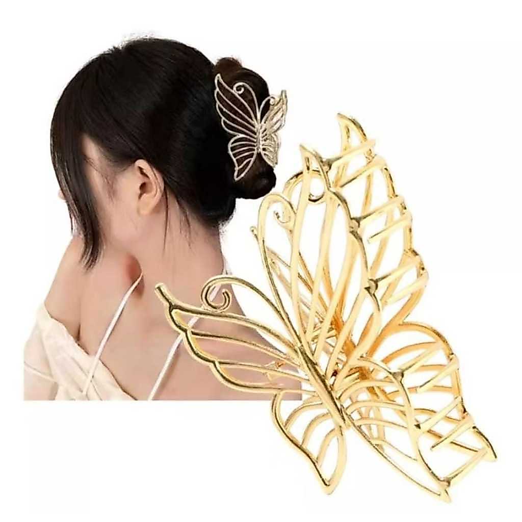 Piranha De Cabelo Borboleta Dourada Em Metal Presilha Feminina Luxo Para Festa Casamento Penteado Acessórios Tendência