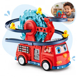 Carrinho Bombeiro Montanha Russa Patinho Brinquedo Infantil Educativo com Luz e Som Kizumba