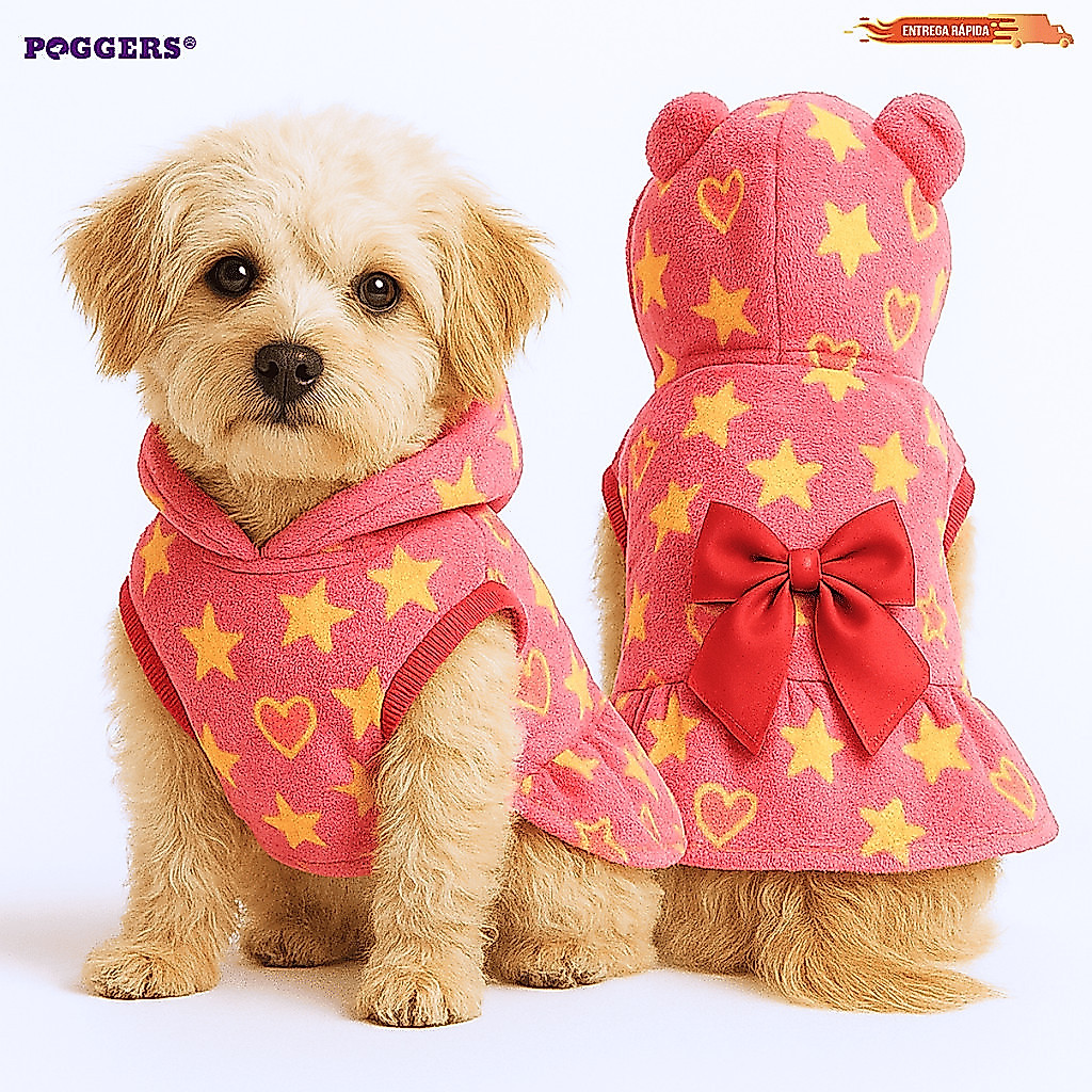 Roupa Pet Roupinha Vestido Inverno Frio Soft Cachorro e Gato Inverno Diversas Estampas Sortidas