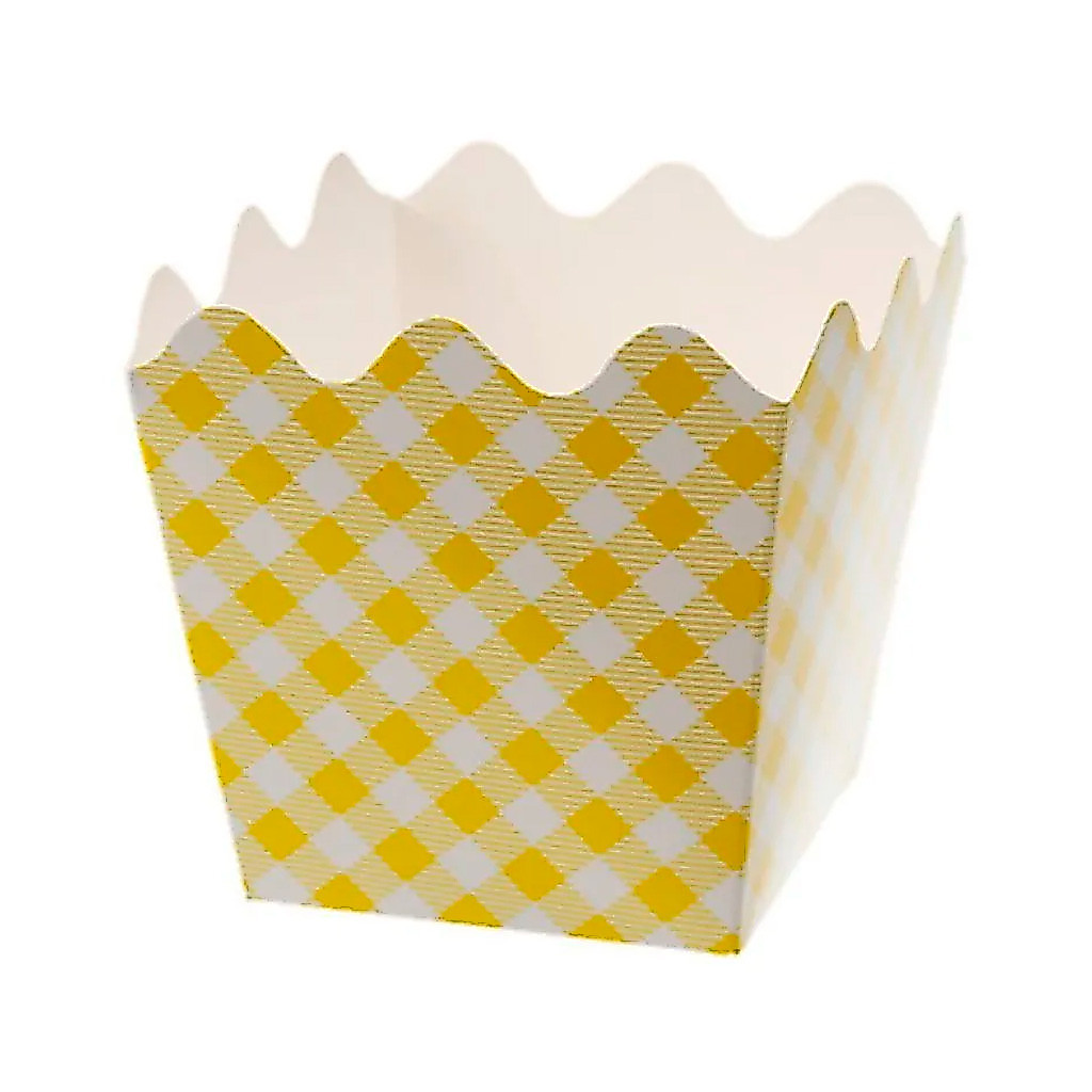 Cachepot Papel Xadrez Amarelo 9x9x7cm c/8 - Silver