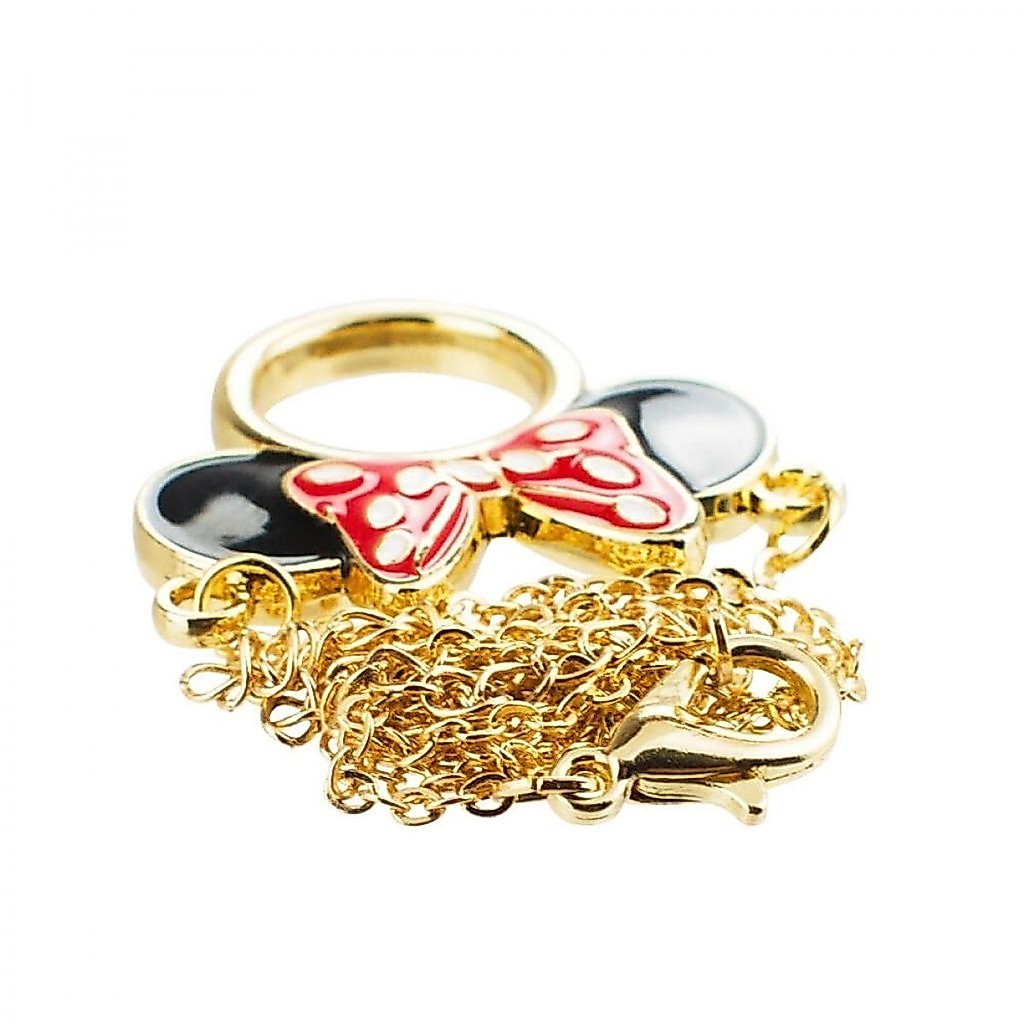 Colar Pingente Dourado Formato Minnie 2.5x2.5cm - Disney — imagem 2 de 2