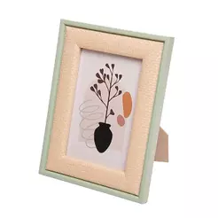 Porta Retrato Trançado Rústico Verde 10x15cm MDF Wolff Decorativo Moldura Fotos Sala Quarto Escritório Aparador Presente