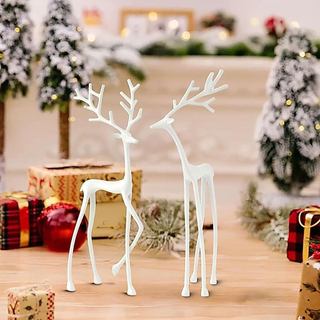 2 Peças de Estátuas de Renas de Natal - Estátuas de Renas em Imitação de Metal, Estilo Europeu, Figuras de Cervo de Nata