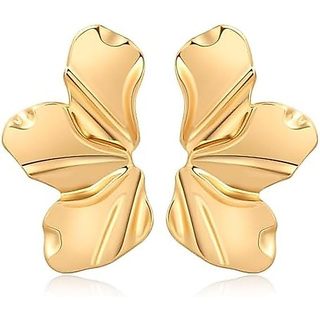 Brinco De Pétala Irregular Para Mulheres , Aço Inoxidável , Declaração Exclusiva , Flor , Brincos Pendurados , Joias Da 