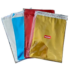 Kit 50 Sacos de Presente Metalizado Adesivado Embalagem para Presente