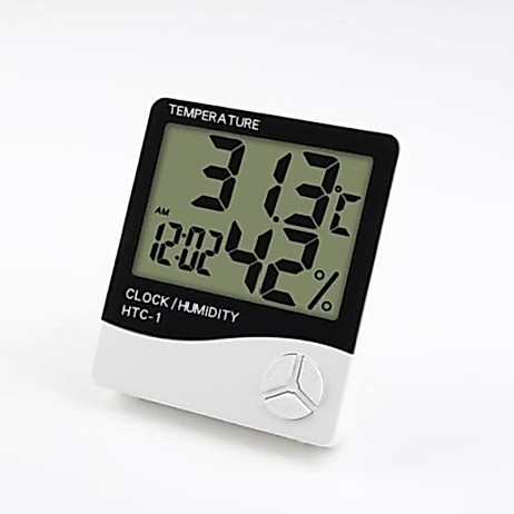Termômetro e Higrômetro Digital com Relógio – Medidor de Temperatura e Umidade para Casa, Quarto e Escritório