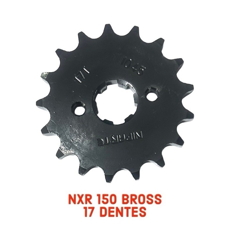 Pinhão 17 Dentes Moto NIPARTE Copatível HONDA CG TITAN NXR 125 / 150 BROS Aço 1045 Passo 428