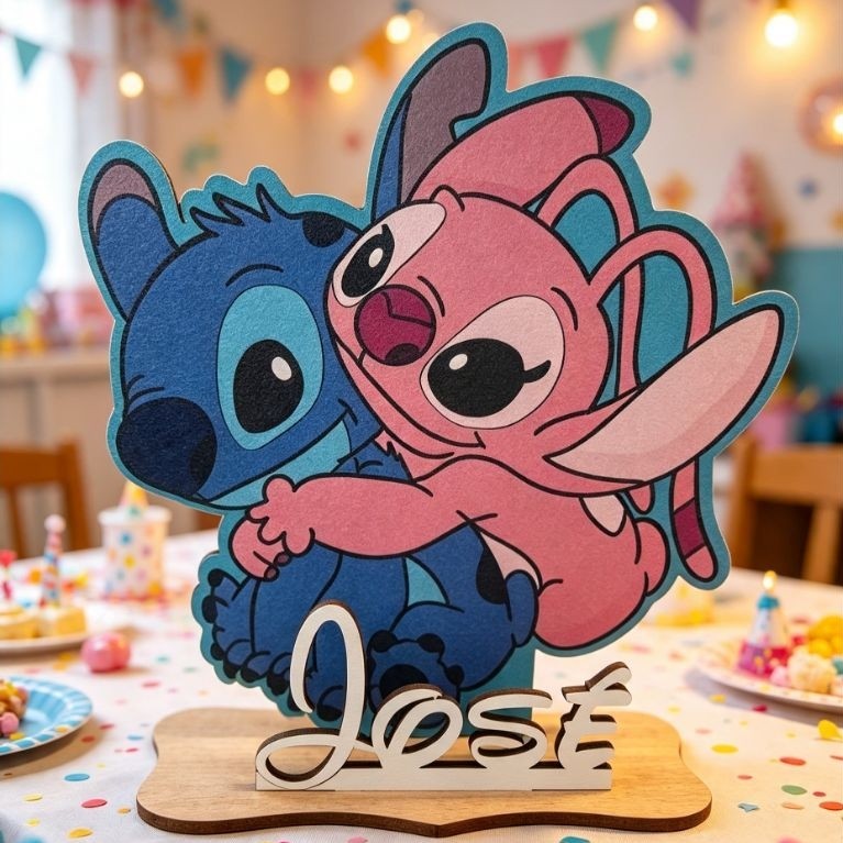 Centro de Mesa Angel e Stitch, Personalizados Lembrancinha Festa Aniversário