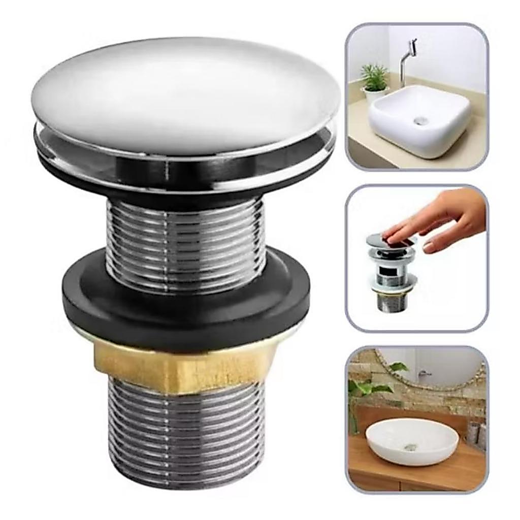 Válvula Click Cromado Metal para Cuba de Banheiro Lavabo Inteligente Anti-Odor 7/8