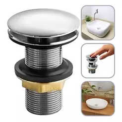 Válvula Click Cromado Metal para Cuba de Banheiro Lavabo Inteligente Anti-Odor 7/8