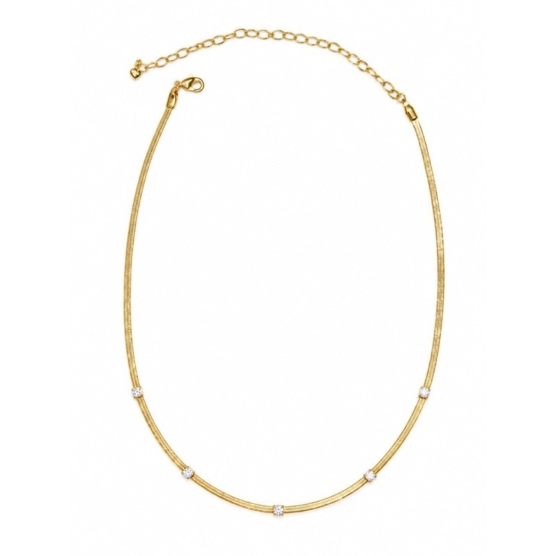 Chocker malha fita 2mm com pontos de luz em zircônias banhado a ouro 18k
