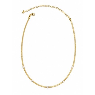 Chocker malha fita 2mm com pontos de luz em zircônias banhado a ouro 18k