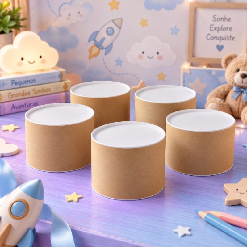 kit 10 Tubo Lata 7x10 Branco p/ perrsonalizar festa aniversário, embalagem premium