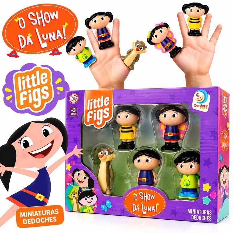 O Show Da Luna Dedoches 5 Fantoches Little Figs Vinil Macio Atóxico Cardoso Toys