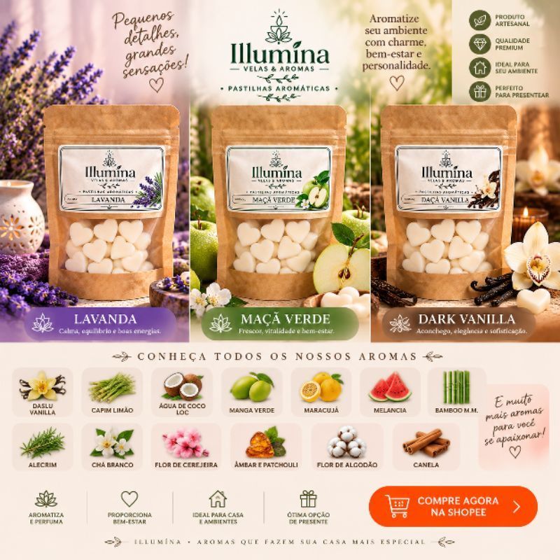 Imagem Wax Melts - Pastilha Aromática para Difusor Elétrico e Rechaud 16g | Aromatizador de Ambiente