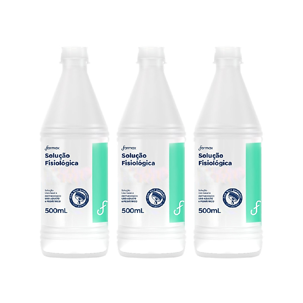 Kit 3 Soro Fisiológico Farmax 500ml Uso Externo