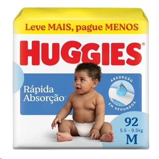 Fralda Descartável Huggies M Rápida Absorção 92 Unidades