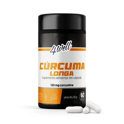 Cúrcuma Curcumina 4Well 130mg Extrato Padronizado 60 Cápsulas 60 Doses Sem Glúten E Lactose