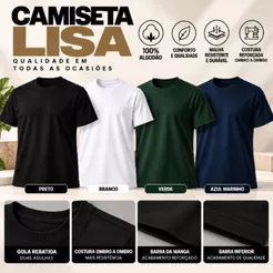 Camiseta Lisa 100% Algodão Premium – Conforto, Qualidade e Durabilidade!