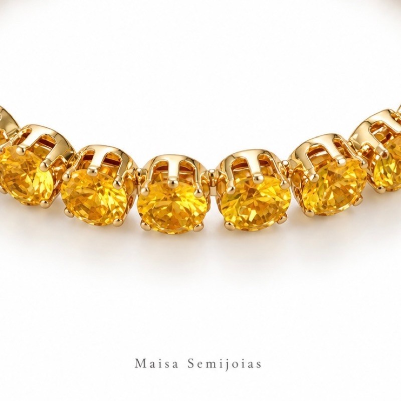 Colar Choker Riviera Rosa com Pedras Redondas Brilhantes Feminino Luxuoso — imagem 2 de 2