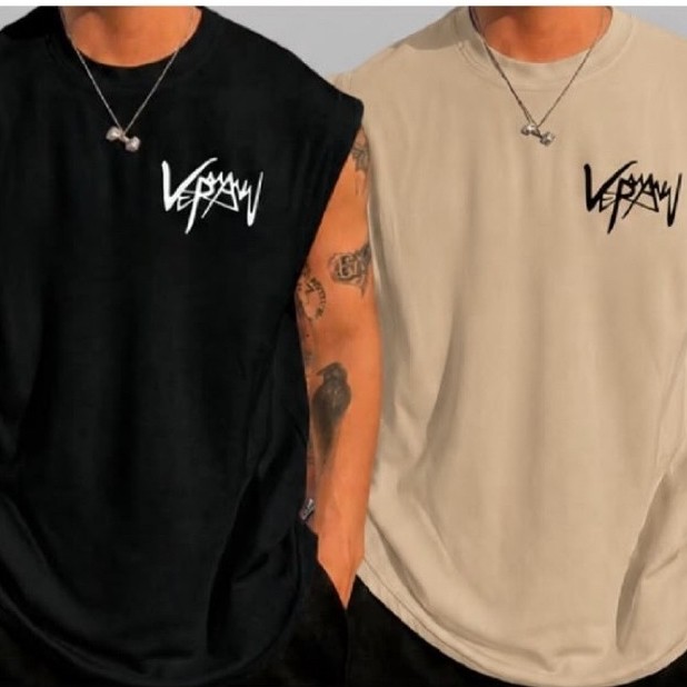 Kit 2 Regatas Masculinas Oversized Camiseta Sem Manga Casual Streetwear Moda Masculina