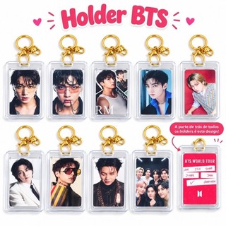 Holder BTS de plástico com  Photocard e chaveiro💜