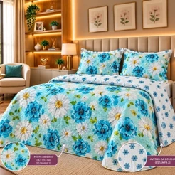 Kit Colcha Cobre Leito Luxo Casal Queen Dupla Face + 2 Porta - Travesseiros | *SUPER OFERTA*