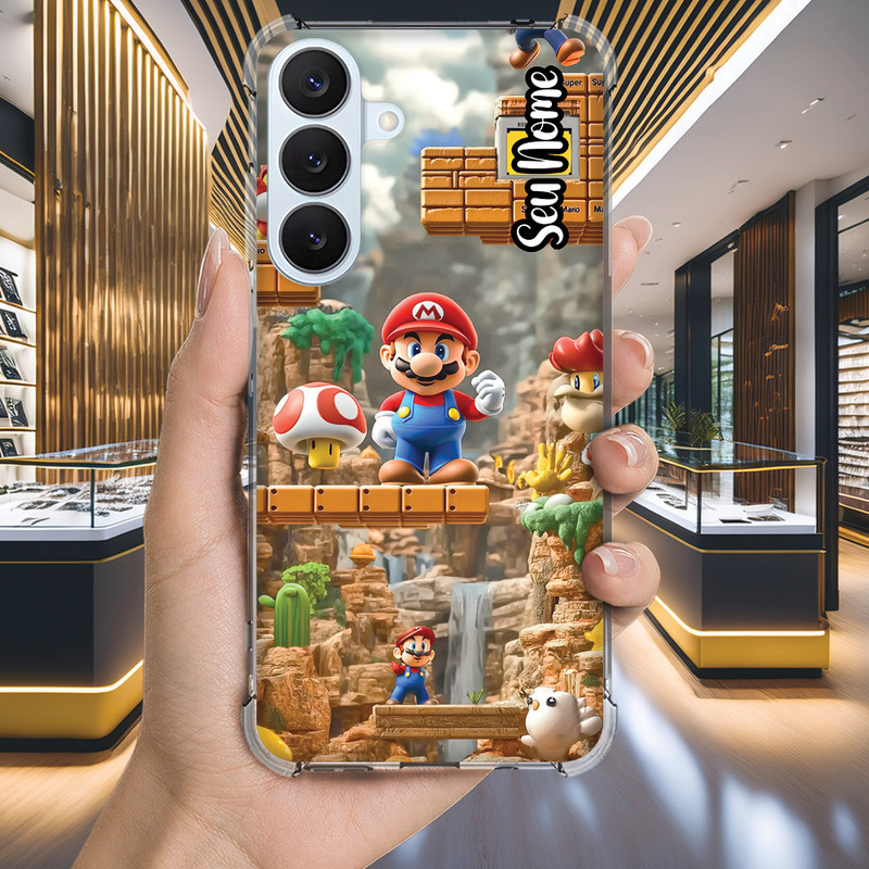 Capa Capinha GALAXY S20 ULTRA S10 S10E LITE 2020 S9 S8 A73 A72 Anti-impacto Personalizada gamer MARIO nome (3569)