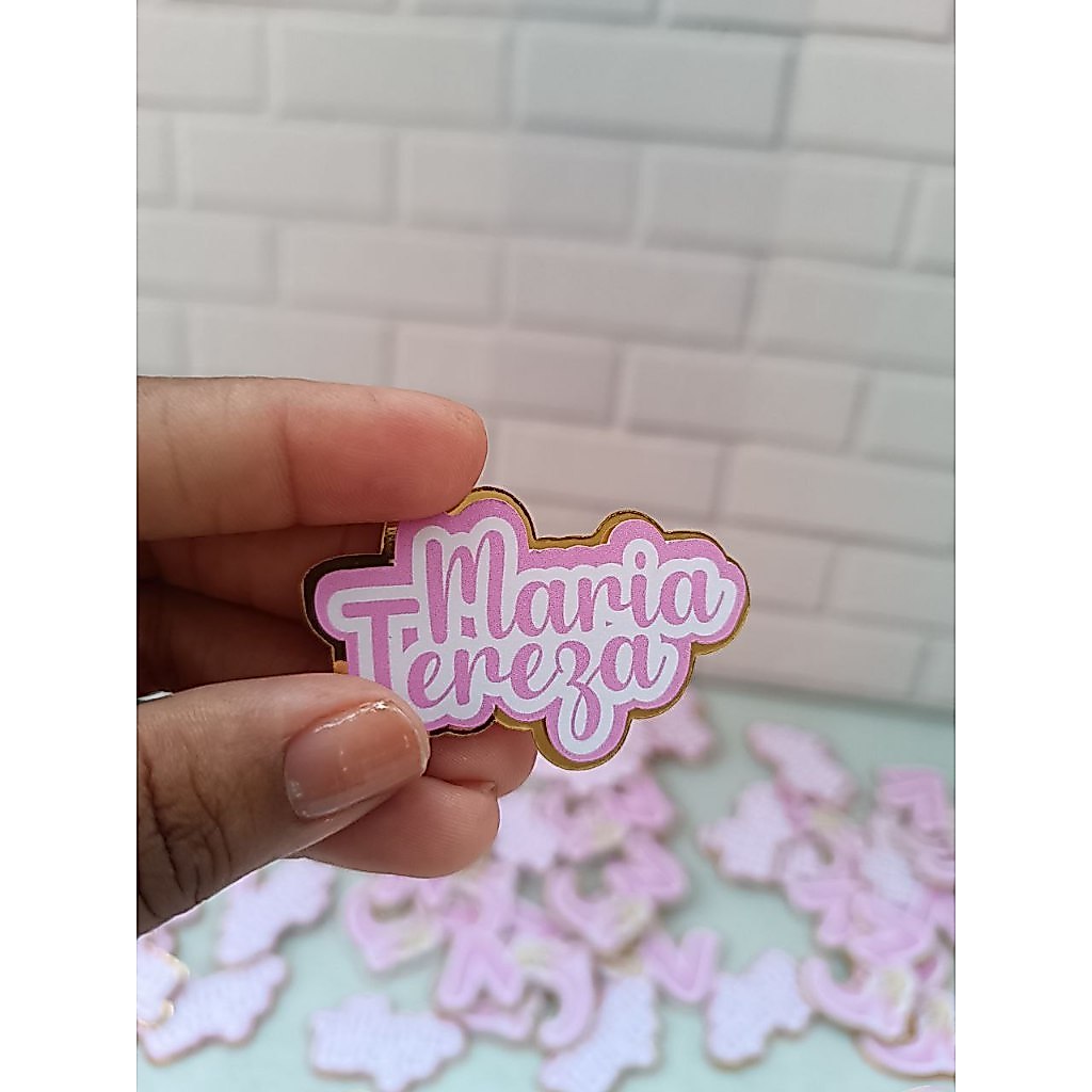 Aplique Nome 3D composto Personalizado – Aplique para Decoração de Lembrancinhas - Aplique Dourado
