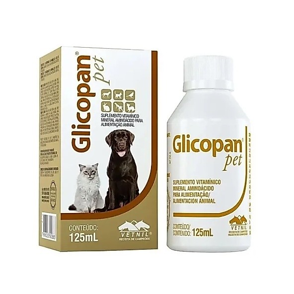 Glicopan Pet 125mL - Suplemento Vitamínico P/ Cães, Gatos, Aves, Roedores, Répte