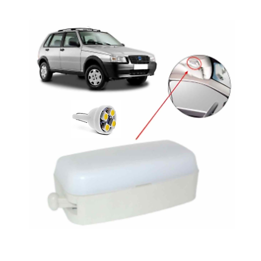 Lanterna Luz Cortesia Teto Fiat Uno Fiorino + Lampada Led 2005 2006 2007 2008