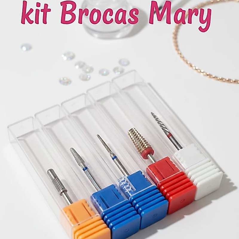 Kit De Brocas De Tungstênio Da Mary Para Alongamento E Unhas De Gel -5 Peças
