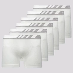 Kit 6 Cuecas Boxer Lupo Microfibra Branca