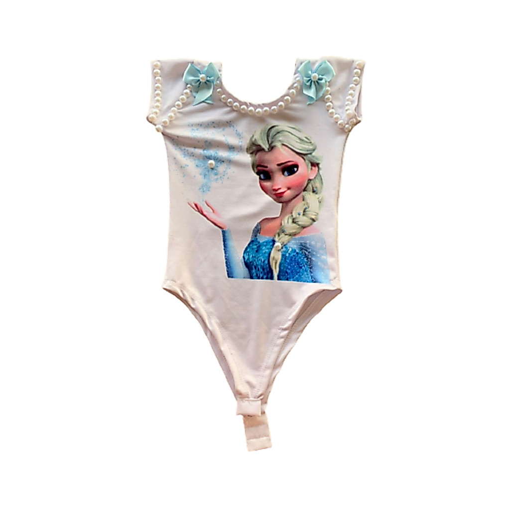 Body Menina Personalizado Frozen Princesa com Pérolas e Laços 1 ao 10
