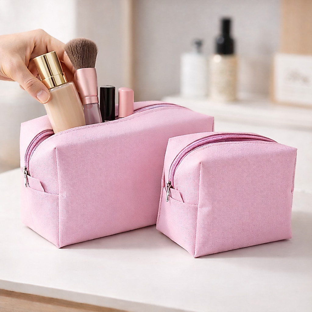 Kit 2 Necessaires Femininas Bolsa de Maquiagem e Higiene Portátil