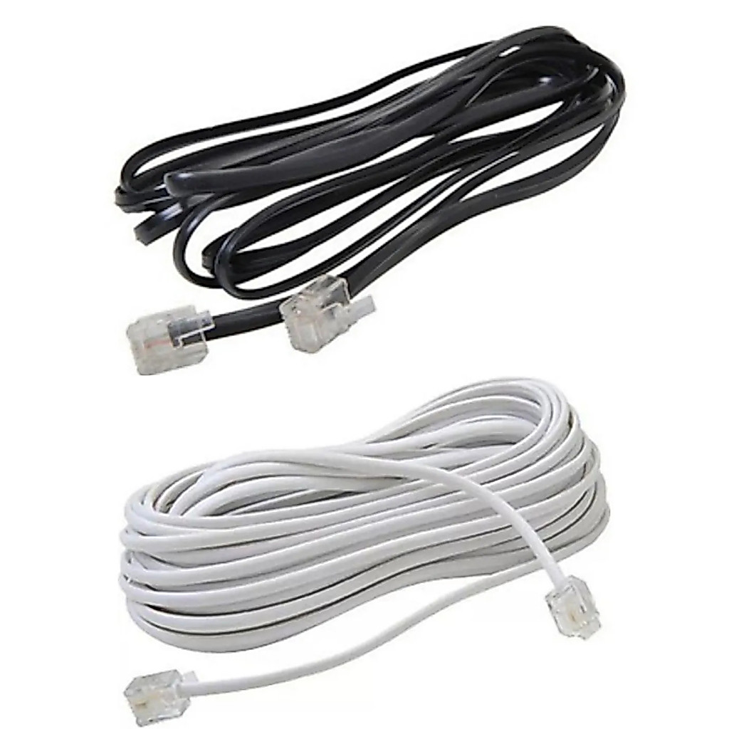 Extensão de Telefone Lisa Interneed 1,5mts Interneed Branco e Preto Escritório Telefone Cabos Call Center Casa