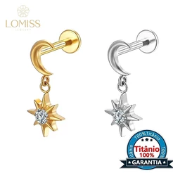 Lomiss Piercing Helix Tragus Conch Nariz Labret Titânio Lua Com Pingente Estrela Zircônia
