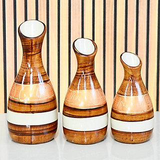 Kit 3 Peças Vasos Decorativo Casa Aparador Trio Sala Conjunto Objeto Decoração Cerâmica Enfeite Rack