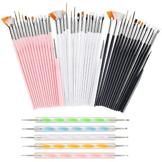 Kit 15 Pincéis + 10 Boleadores Em 5 Pincéis Manicure Desenho