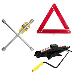 Kit Chave De Roda Cruz Aro 13 14 15 16 17 +macaco Sanfona 1T+ Triangulo Segurança