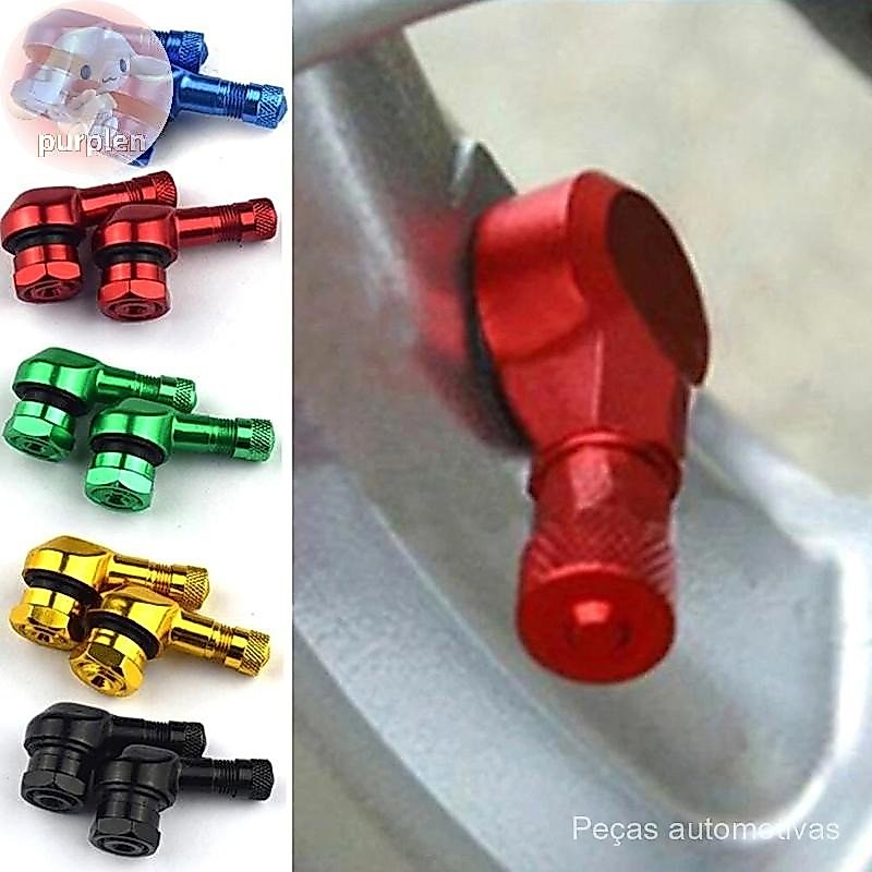 purplen 1 Pçs/Conjunto de Tampas de Válvula de Motocicleta Ângulo de 90 Graus Tampas de Pneu de Liga de Alumínio Sem Câm
